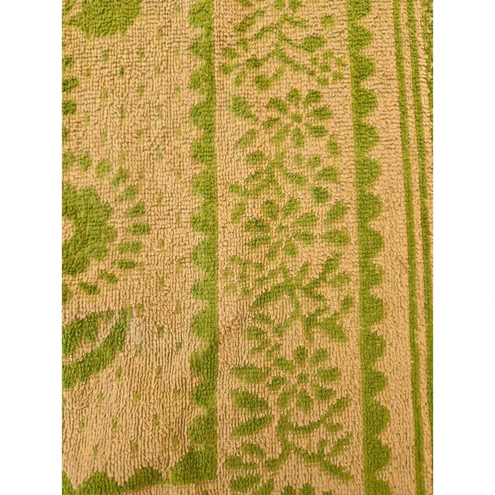 Vintage Lady Pepperell Towels  Green Floral Fringe  USA  Set of 2